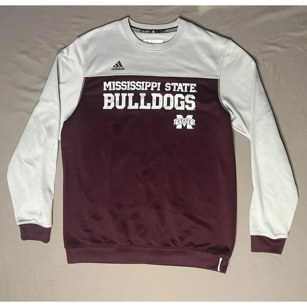 Adidas Mississippi State Bulldogs Sweatshirt Mens SZ Large Maroon White Football